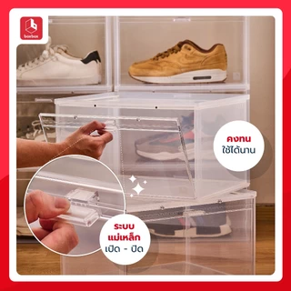 boxbox Evo Shoes Box (3 กล่อง) กล่องรองเท้าฝาหน้า ฝาสีใส ซ้อนได้ ใส่รองเท้าผ้าใบ รองเท้าทำงาน