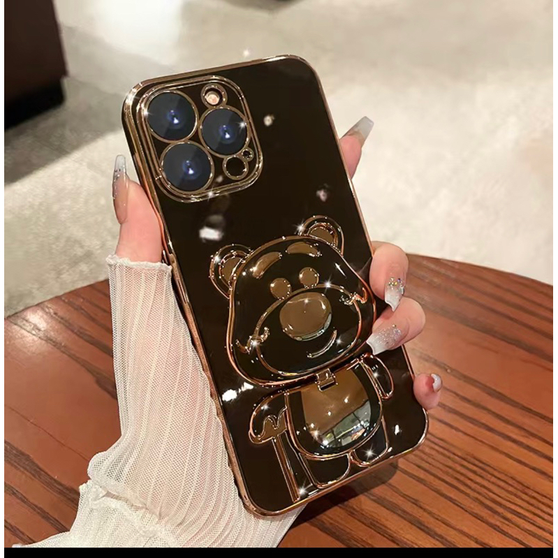 เคส หมีล็อตโซ่ กระจก ขาตั้ง สำหรับรุ่น INFINIX HOT 20I HOT 30I HOT 12I SMART 7  SMART 5 เคสโทรศัพท์ ฝาหลัง กันกระแทก - รูปที่ 3