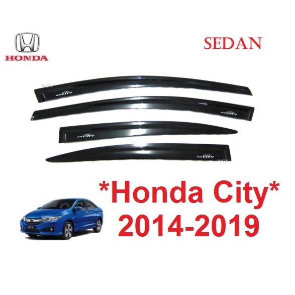 สีดำ กันสาด ฮอนด้า ซิตี้ 2014 - 2019 HONDA CITY Windshield กันสาดประตู กันฝน ของแต่งซิตี้ AO กันแดด