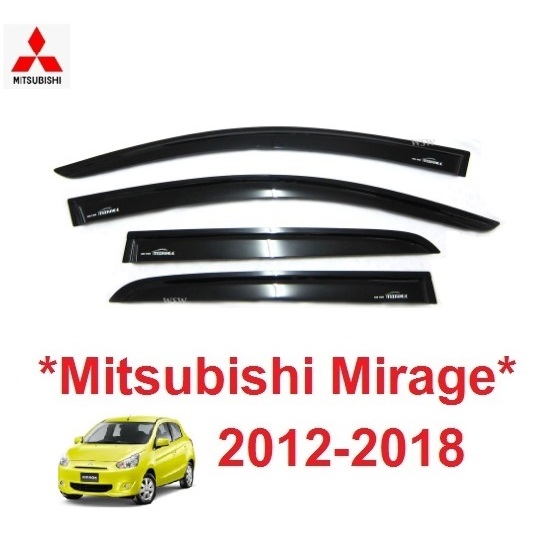 กันสาด MITSUBISHI MIRAGE  2013 - 2018 รถยนต์ มิตซูบิชิ มิราจ สีดำ Windshield กันสาดประตู กันฝน ของแต่งมิราจ