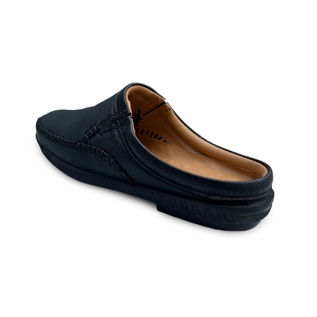 FREEWOOD OPEN HEEL CASUAL SHOES รองเท้าลำลองผู้ชาย หนังแท้ แบบเปิดส้น รุ่น 79-6281 สีดำ / น้ำตาล / เผือก