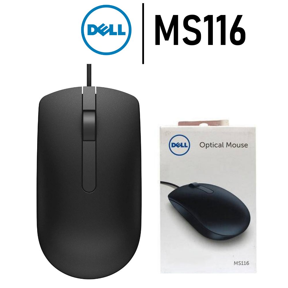 MOUSE (เมาส์) DELL MS116 OPTICAL USB (BLACK) มีน้ำหนักเบา ขนาดพอดีมือ ของแท้ 100% รับประกัน 1 ปี