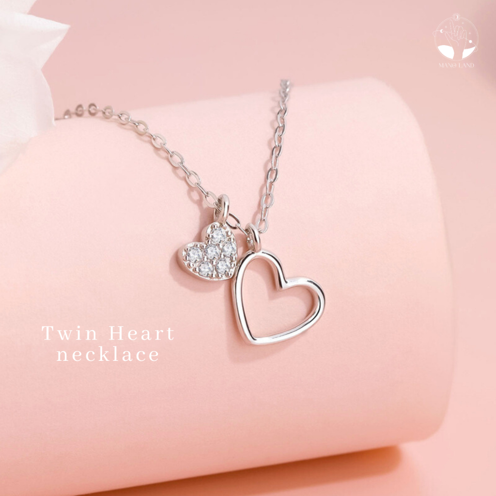 MNL💗TWIN HEARTสร้อยคอหัวใจ เราคู่กัน สำหรับคู่รัก สไตล์มินิมอล เครื่องประดับแฟชั่น เงินแท้ ของขวัญ วันครบรอบ วันเกิด