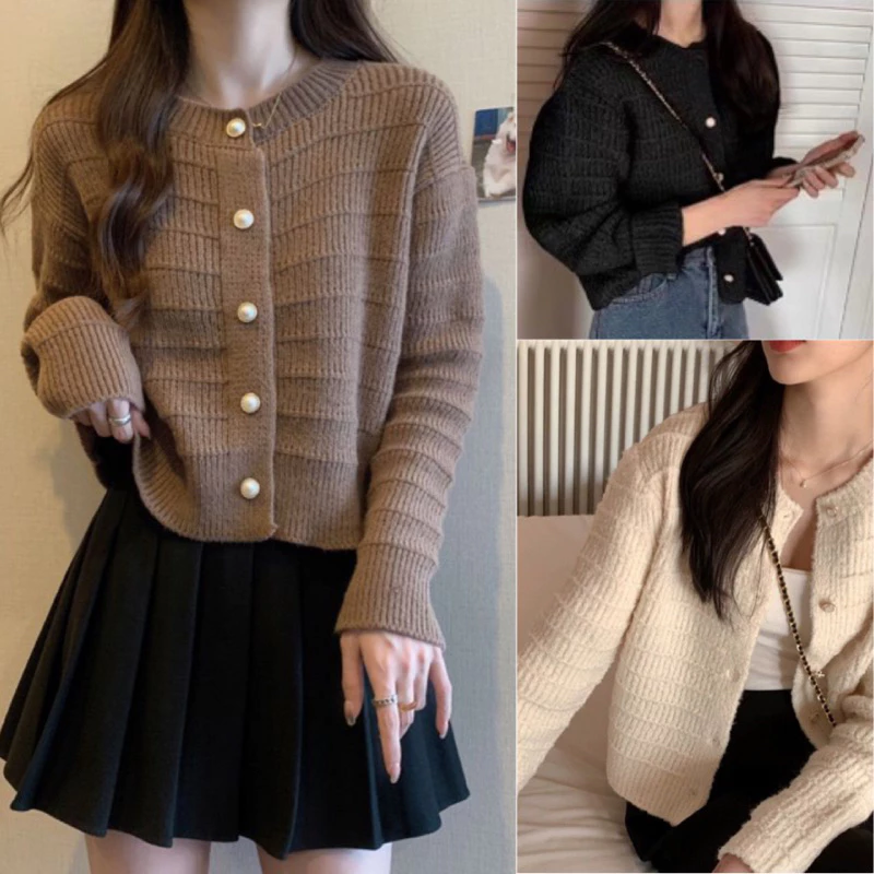 PLEMEE Cardigan เสื้อไหมพรหมกันหนาวเนื้อนุ่มดีเทลลายสวยชัด🔥พร้อมส่ง