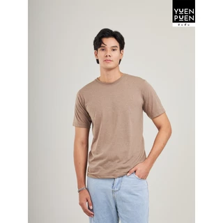 YuenPuen เสื้อยืดคอกลม สีคาปูชิโน่ ยืนพื้น ไม่ยืด ไม่ย้วย ไม่ต้องรีด สีพื้น เนื้อผ้านุ่มใส่สบาย