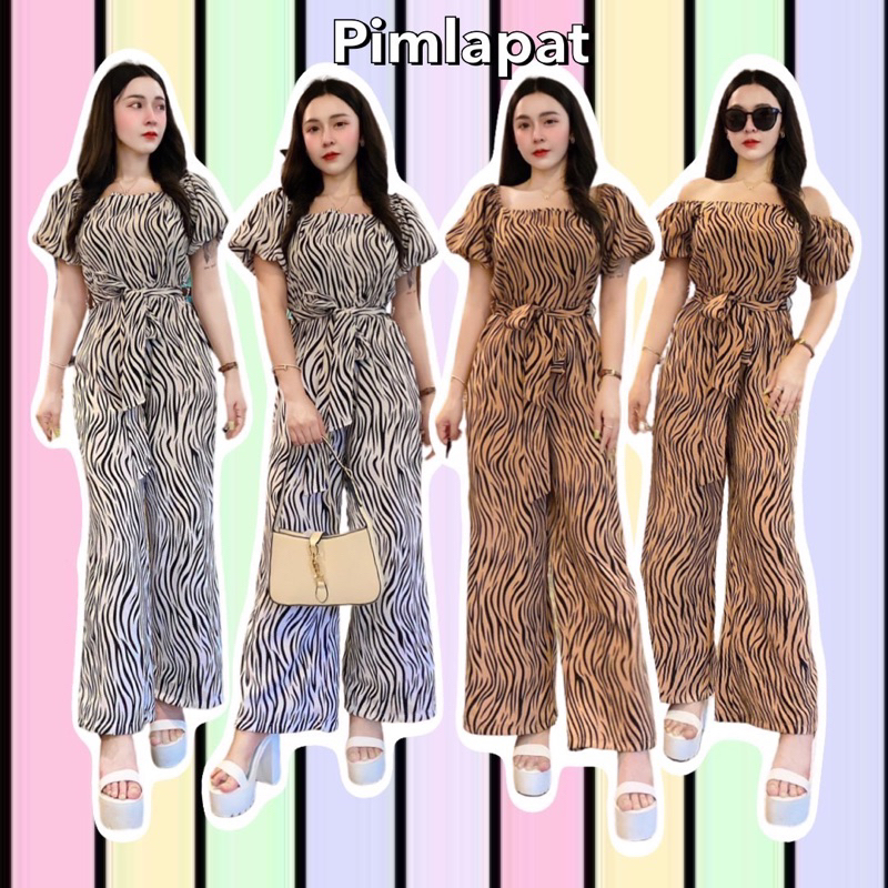 FF18889Jumpsuit ชุดจั้มสูทม้าลาย