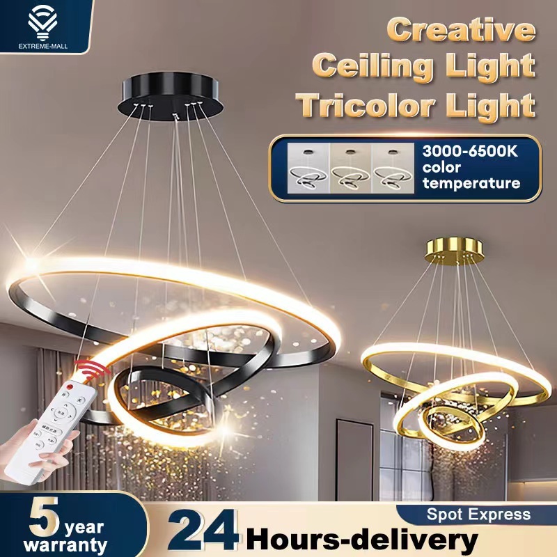 โคมไฟเพดาน led ของตกแต่งห้องนอน ไฟติดเพดาน 3สี โคมไฟติดเพดาน ด้วยรีโมทคอนโทรลสามารถปรับแสงได้
