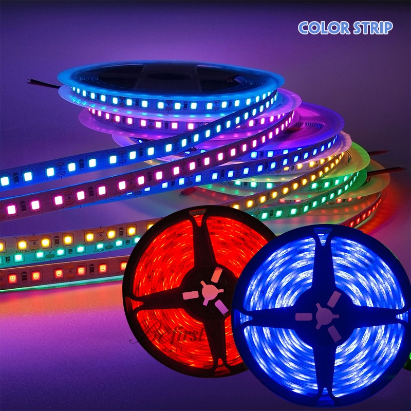 ไฟเส้น LED รุ่น5050 RGB 5 เมตร กันน้ำ พร้อมรีโมท อแดปเตอร์ต่อไฟบ้าน หม้อแปล ไฟตกแต่งบ้าน ไฟประดับ IP65 ไฟติดบ้าน J136