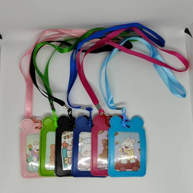 (แพ็ค12ชิ้นคละสี) กรอบบัตรหนัง ป้ายห้อยบัตรพร้อมเชือก ซองใส่บัตร บัตรพนักงาน