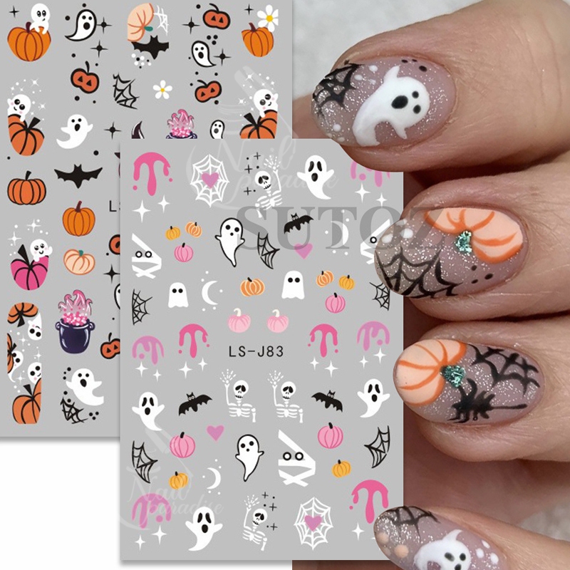 สติกเกอร์ติดเล็บ Halloween Nail Stickers สติกเกอร์สไตล์เกาหลี  กันน้ำปลอดสารพิษ ไม่ต้องลอกน้ำ