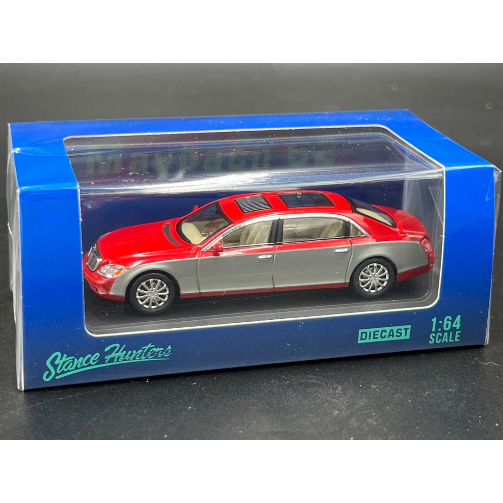 Stance Hunters X Ghost Player 1/64  Maybach 62 diecast model. Bright red + matte gray double