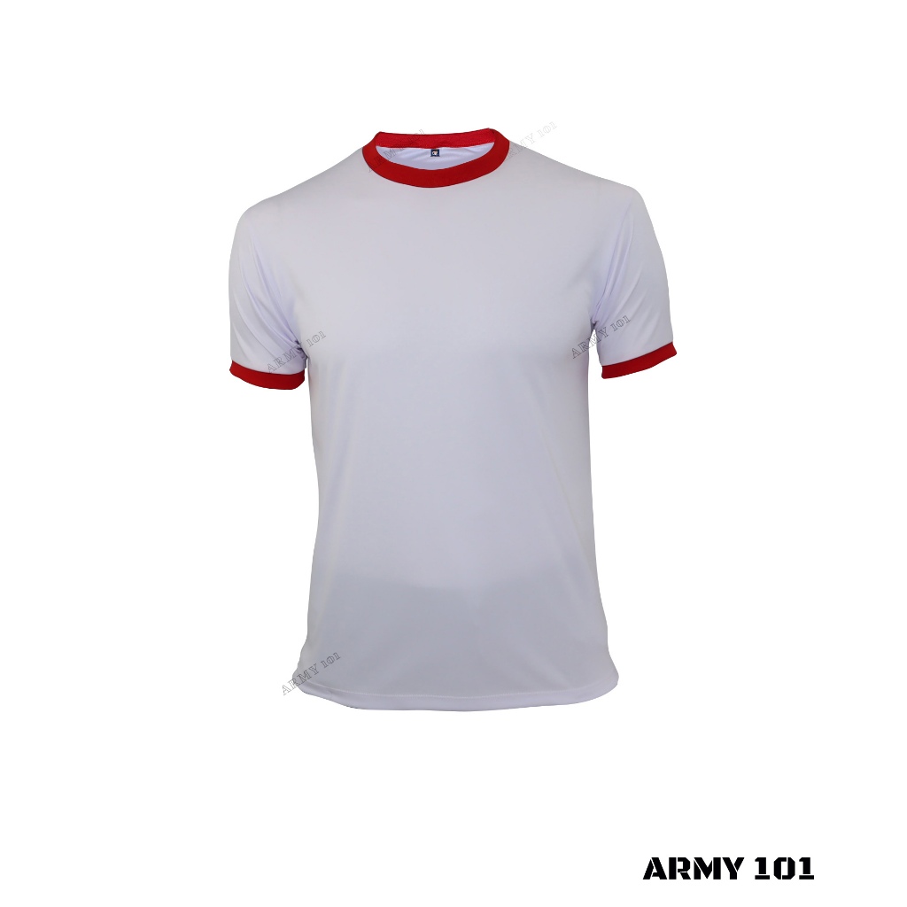 เสื้อยืด เสื้อซับใน ทหาร รักษาพระองค์ นักเรียนนายร้อย สีขาว คอแดง ผ้านาโน ผ้ามัน คอกลม แขนสั้น