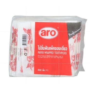 ไม้จิ้มฟัน 500 ชิ้นแพ็ด ตราเอโร่ ไม้จิ้มฟันบรรจุ 1 ชิ้นต่อ 1 ซองกระดาษ ไม้แคะฟัน สะอาด ++ARO Toothpick 500pcs/pack++