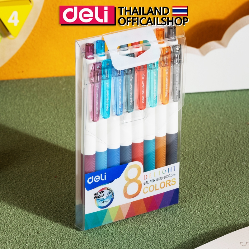 ปากกาเจล Deli ปากกาเจลสี (แพ็ค8สี) ปากกาแบบกด 0.5mm สีสันสดใส หมึกคุณภาพ อุปกรณ์การเรียน เครื่องเขียน อุปกรณ์การเรียน