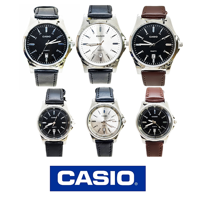 นาฬิกาข้อมือแฟชั่น นาฬิกาcasio สายหนัง แสดงวันที่ สีน้ำตาล คาสิโอ้ผู้ชายและผู้หญิง นาฬิกาคู่รัก RC640