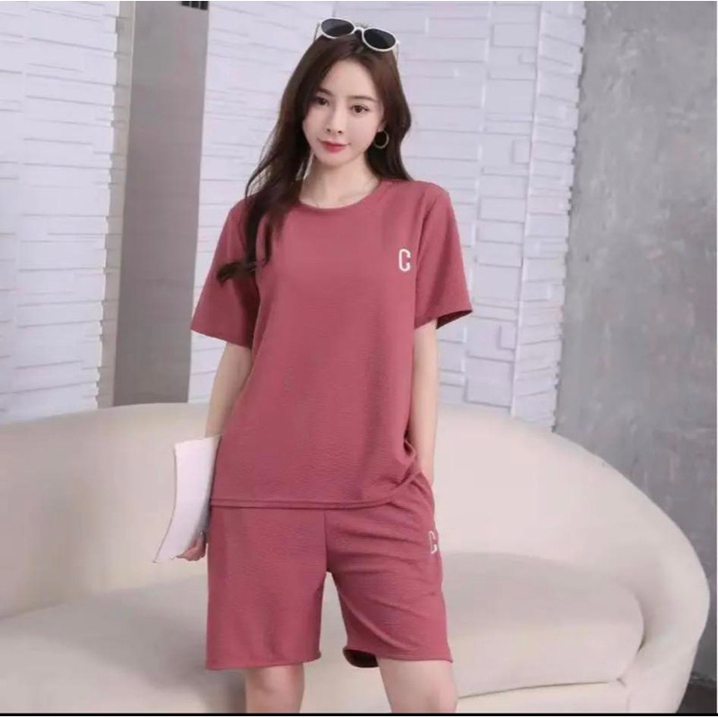 ชุดเซ็ท ผ้าวาฟเฟิลขาสั้น