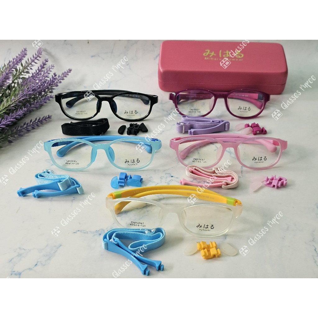กรอบสายตาญี่ปุ่น みはる (Miharu) แว่นเด็ก รุ่น DM18097 พร้อมเลนส์ตัดแสงสีฟ้า 🎁 ส่งฟรี 🎁