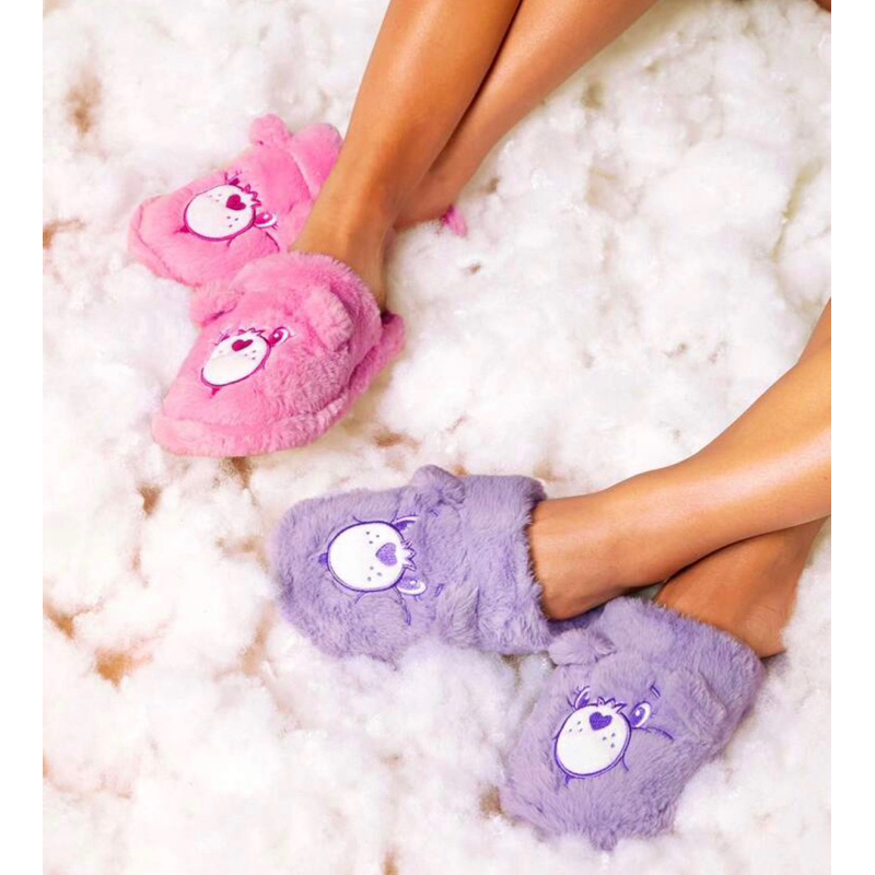 ลิขสิทธิ์แท้ 💯 Care Bears แคร์แบร์ 🌸 รองเท้าใส่ในบ้าน ลายหมีแคร์แบร์ Slipper สลิปเปอร์ รองเท้าขนนุ่ม สีชมพู สีม่วง