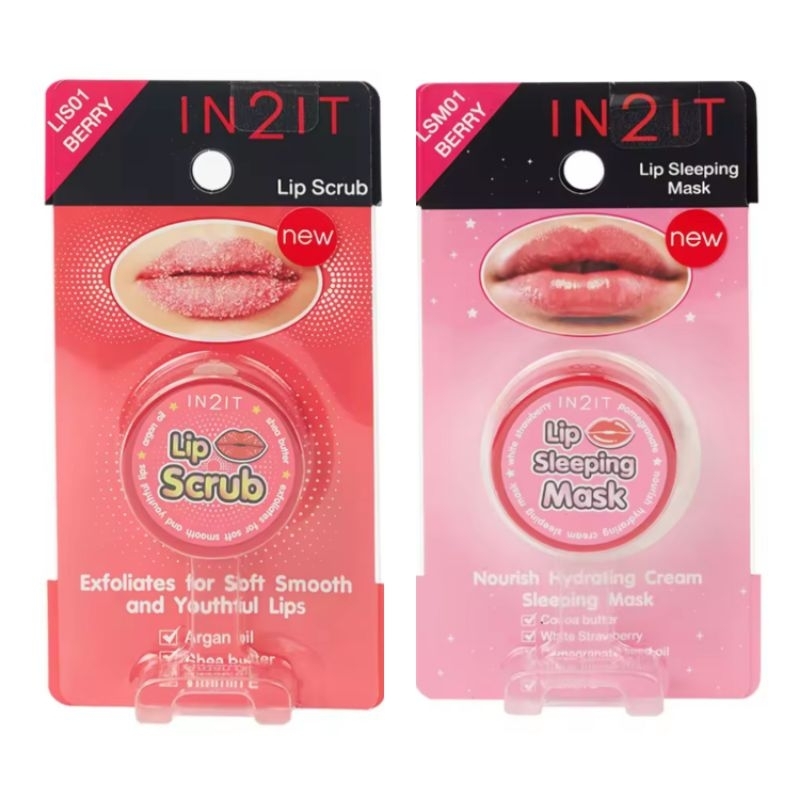 IN2IT Lip Sleeping Mask & Scrub - 01 berry ลิปสลิปปิ้งมาส์ค & ลิปสครับน้ำตาล