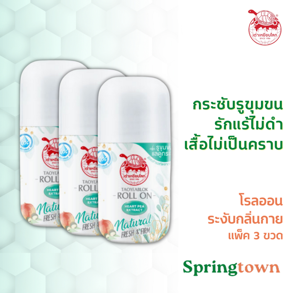 เต่าเหยียบโลก ดีโอ โรลออน 30 มล. (3 ขวด) ลูกกลิ้ง ระงับกลิ่นกาย ผิวเนียน ไม่ทิ้งคราบ ไม่ทำให้วงแขนดำ ไม่มีแอลกอฮอลล์