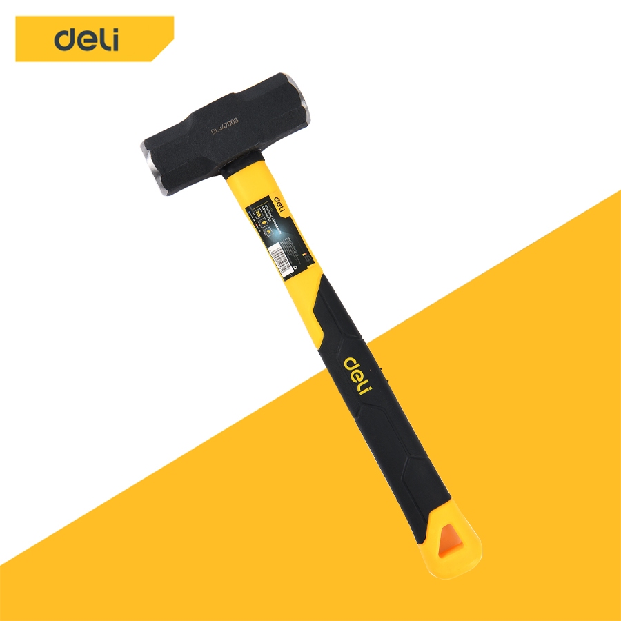 Deli ค้อนทุบหิน ค้อนปอนด์ ด้ามไฟเบอร์ ขนาด 4 ปอนด์ หัวเหล็กกล้า แข็งแรง จับกระชับมือ Sledge Hammer