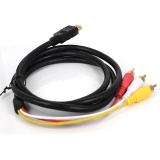 ❀all❀ Hdmi Male To 3 Rca อะแดปเตอร์สายเคเบิ้ลเสียงวิดีโอ Av สําหรับ 1080 P Hdtv Dvd