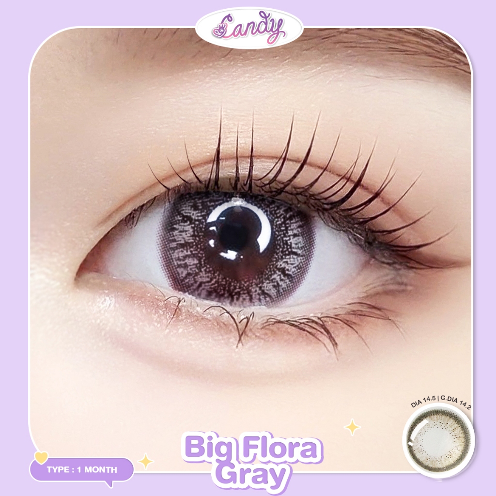 Candy lens คอนแทคเลนส์ Big flora gray พร้อมส่งแบบปกติและสายตาสั้น (สายตาที่มีในลิสกดสั่งได้เลยค่า)