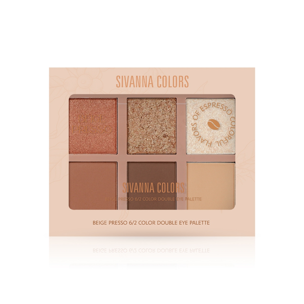 Sivanna Colors BEIGE PRESSO 6/2 COLOR DOUBLE EYE PALETTE : HF617 | ทาตากับบรัชออน