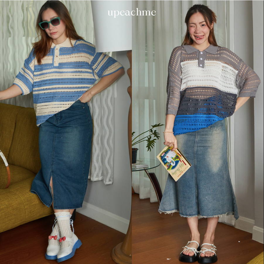 *มีส่งด่วน* upeachme(M1=S) DEMI JEAN SKIRT (S-5XL) กระโปรงยีนส์ยาวผ่าหน้า ยีนส์พลัสไซส์ กระโปรงยีนส์ยาวชายรุ่ยปลายหางปลา