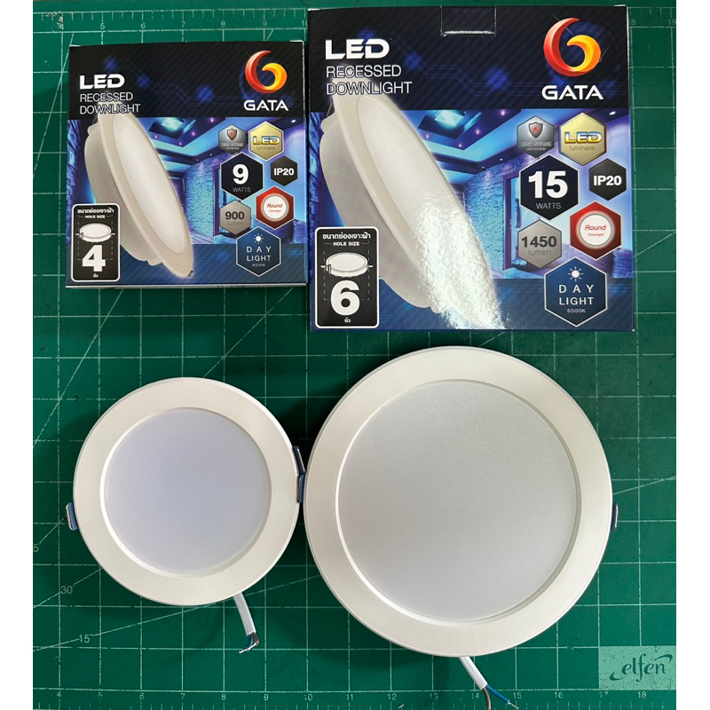 โคมดาวน์ไลท์กลมฝังฝ้า LED GATA 9 -15w แสงขาว รับประกัน 1 ปี