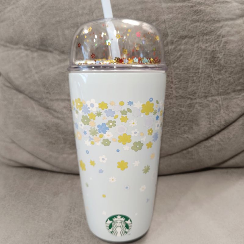 Starbucks Blue Floral Cold Cup Stainless Steel 16oz