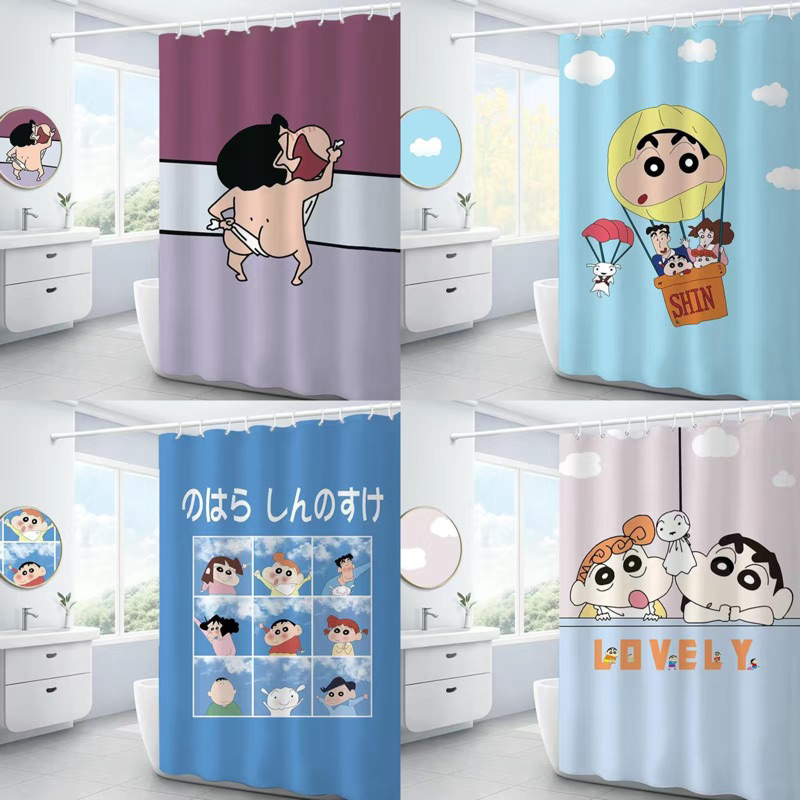 new2เครยอน น่ารักมากชินจังม่านห้องน้ำแบบมีลูปกันน้ำกันเชื้อรา ม่านอาบน้ำกันน้ำ ม่านอาบน้ำกันเชื้อรา ต้องรอ! !（ต้องรอ！！）
