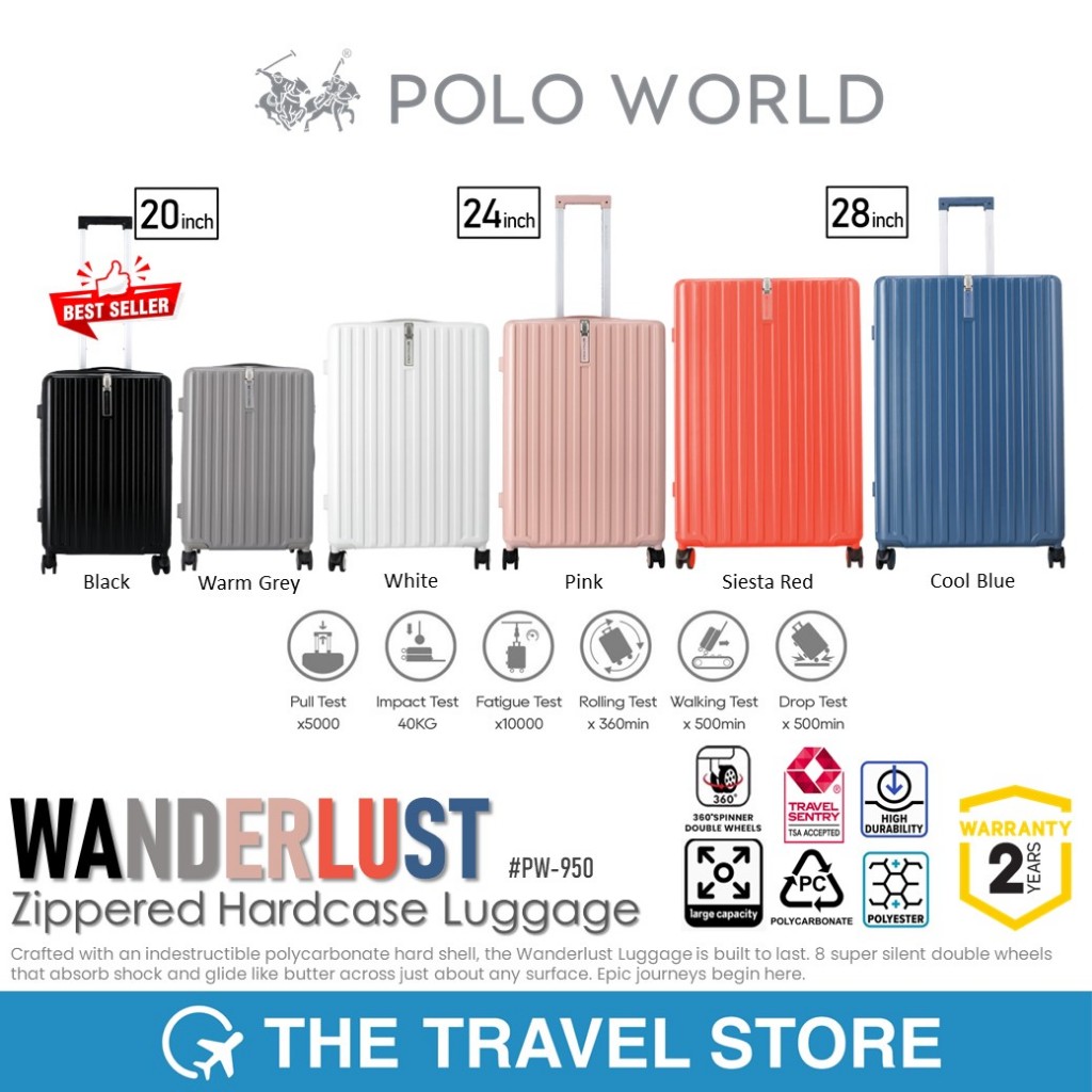 POLO WORLD PW-950 Wanderlust Hardcase Luggage กระเป๋าเดินทาง โปโลเวิล์ด