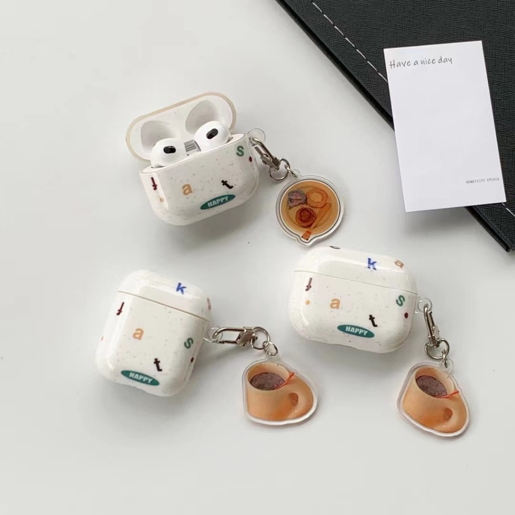 จัดส่งภายใน24ชั่ว เปลือกหูฟัง เคส Airpods 3 pro 1 2 การป้องกันการตก สีขาว จี้ถ้วยกาแฟ Airpod gen3 2021 Airpods 2