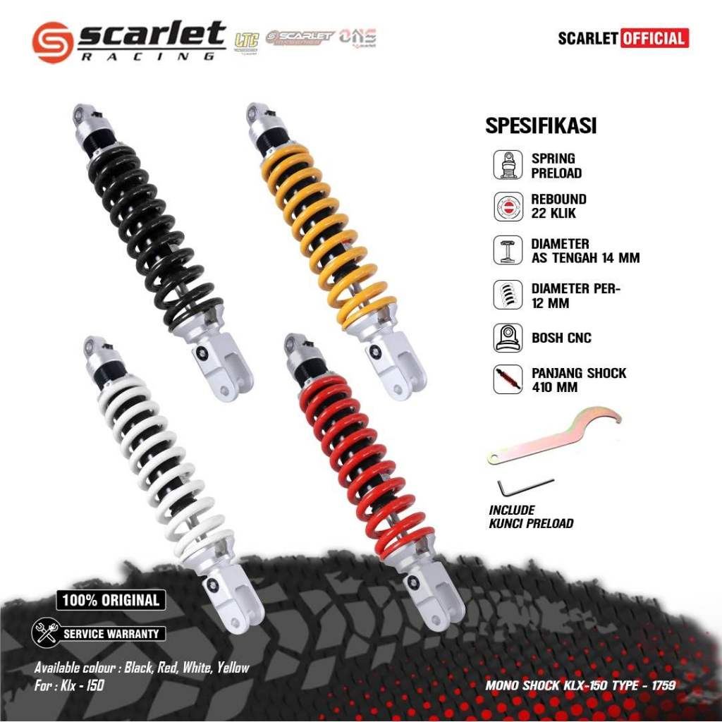 โช้คหลัง KLX 140/150 ปรับ2จุด ปรับรีบราว ปรับสปริง ความยาว410mm.