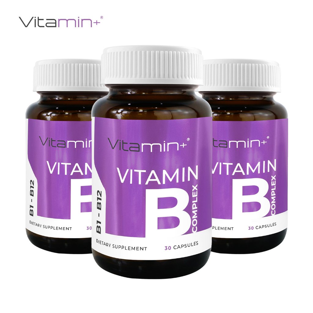 [แพ็ค 3 ขวดสุดคุ้ม] วิตามินบีรวม วิตามินพลัส Vitamin B Complex Vitamin plus Vitamin B1 B2 B3 B5 B6 B