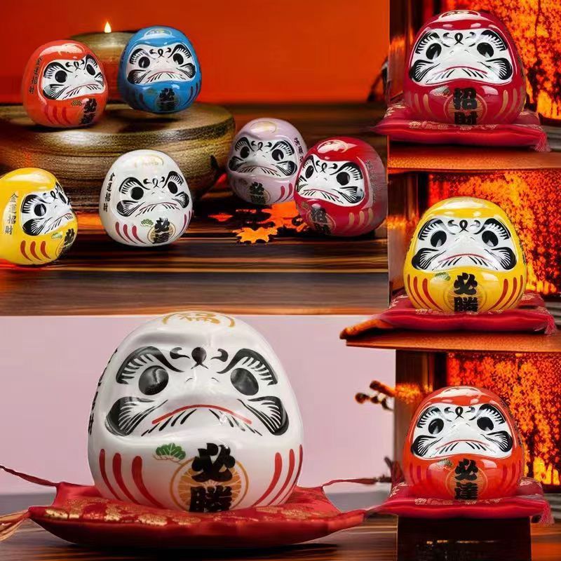 กระปุกออมสิน。ดารุมะ Daruma "สูง 4 นิ้ว และ 3 นิ้ว" ตุ๊กตาแห่งความปรารถนา คำอธิษฐาน การขอพร ความสำเร็จ และของขวัญมงคล