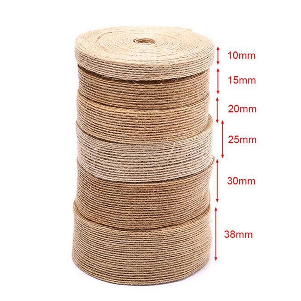 P024 ริบบิ้น ผ้ากระสอบ 10m กว้าง 10-50 มม. งานฝีมือ ตกแต่ง ริบบิ้นกระสอบ ทำโบว์ วินเทจ ธรรมชาติ SP ราคา ถูกที่สุด ดีลบีเคเค แกลเลอรีภาพที่ 2