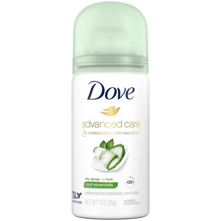 Dove Advanced Care Travel Sized Dry Spray Antiperspirant Deodorant Cool Essentials, 1 Oz.(28g)