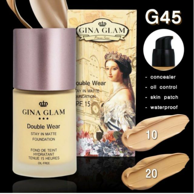 G45 จีน่าแกลม ครีมรองพื้น เนื้อแมท Gina Glam Double Wear Stay In Matte Foundation