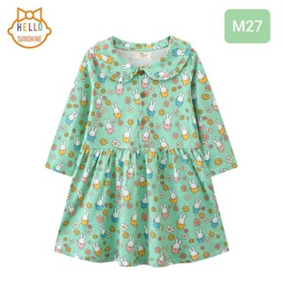 🐰พร้อมส่งจากไทย🐰 เดรสแขนยาวเขียวคอบัวลายกระต่ายMiffy