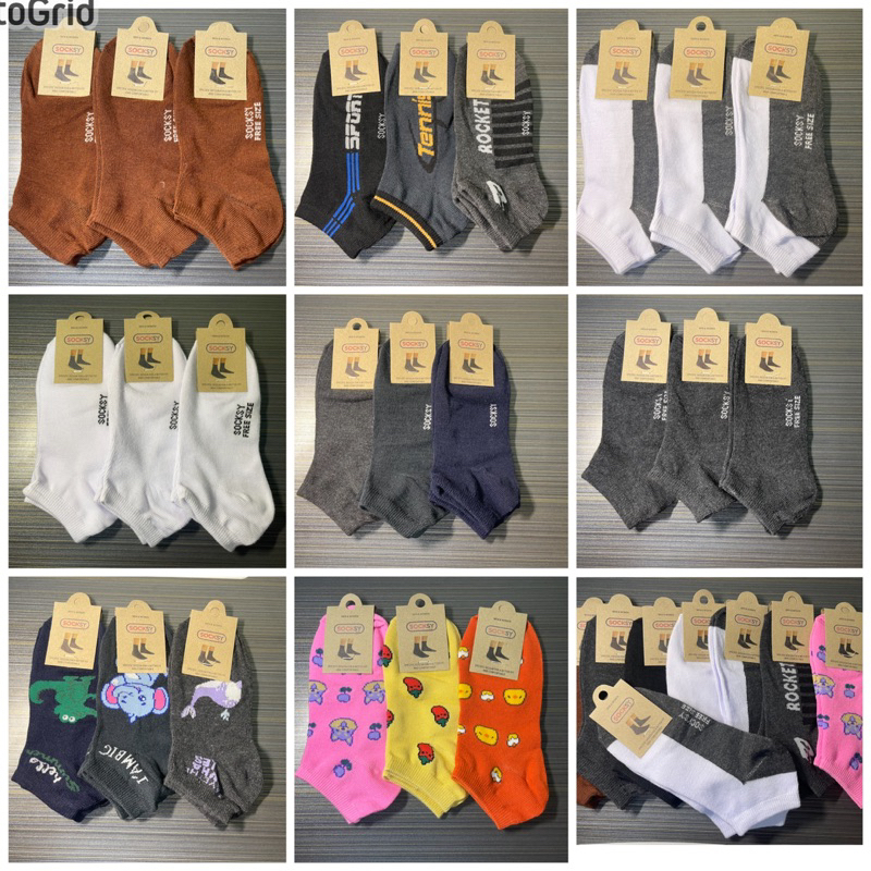 ถุงเท้าข้อสั้น Socksy 1แพคมี 12 คู่ ขนาดฟรีไซด์