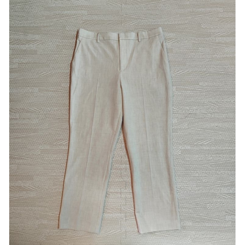 Uniqlo กางเกง Ezy 2 Way Smart Ankle Pants สีขาวครีม Size XL หญิง มือ2