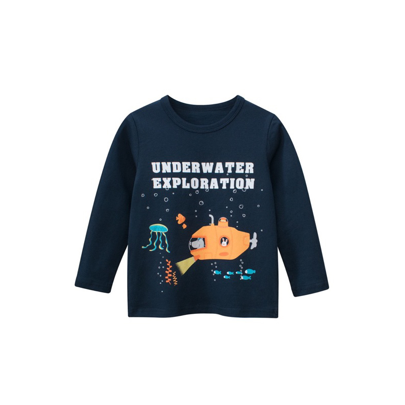 3273 27kids เสื้อแขนยาวเด็ก เรือดำน้ำ UNDERWATER EXPLORATION