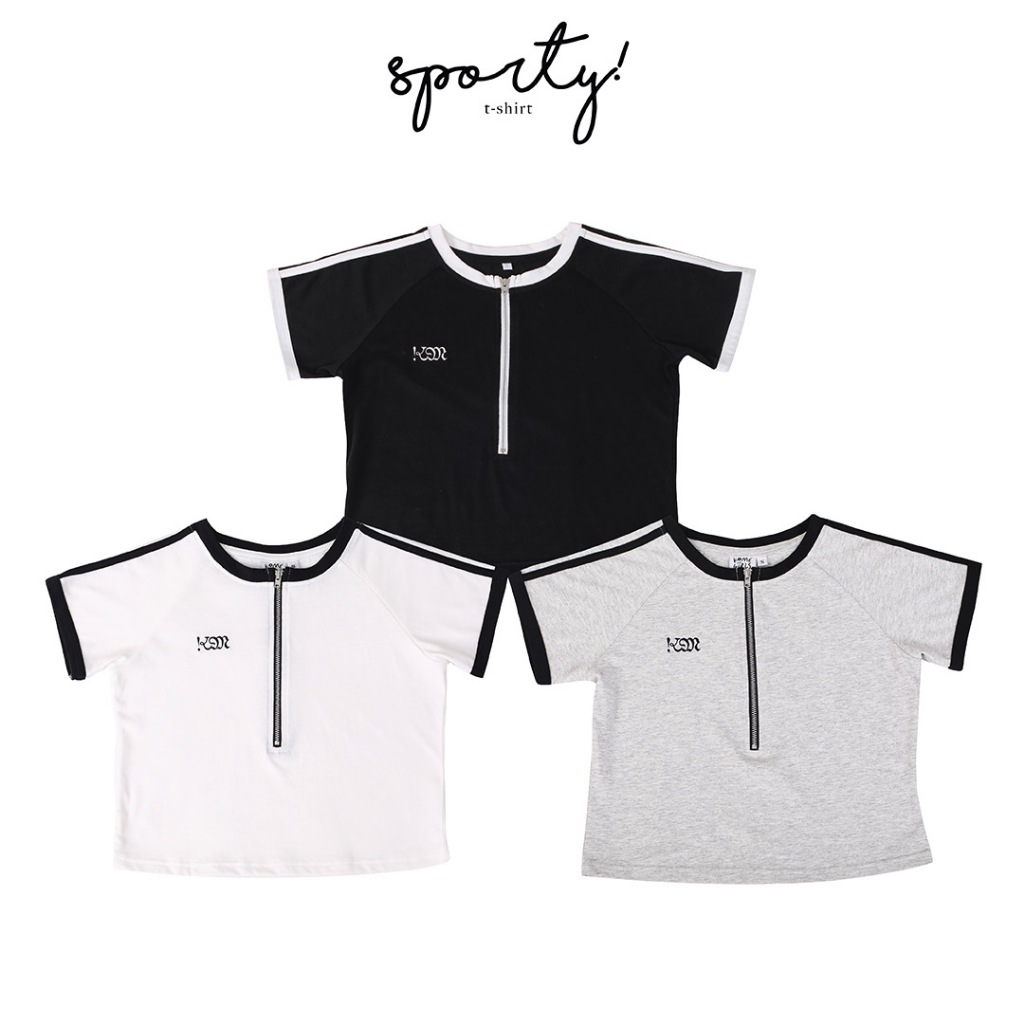 kome.offi เสื้อยืดซิปหน้า รุ่น Sporty t-shirt