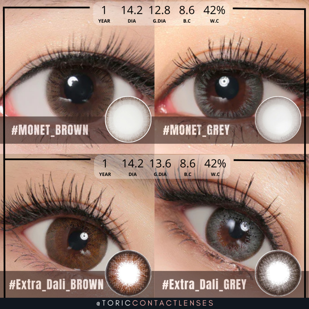 [สั้น][สายตาเอียง][แบบสั่งตัดโดยเฉพาะบุคคล] คอนแทคเลนส์สี Cosmo Monet Brown, Grey, Extra Dali Brown, Gray