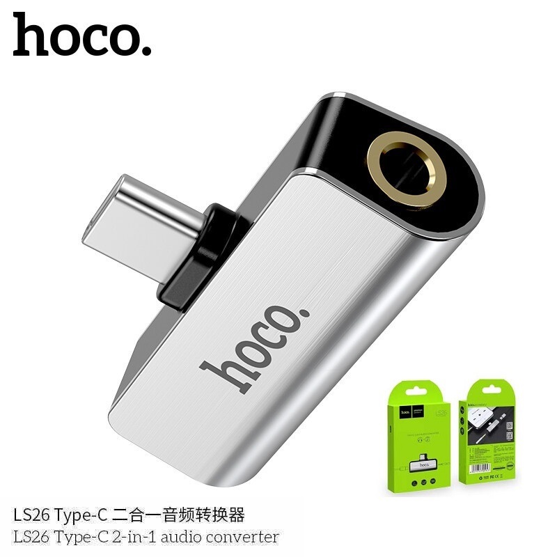 HOCO LS26 Type-C 2-in-1 Audio Converter ตัวแปลงหัวชาร์จ สำหรับสาย Type-C + AUX ชาร์จไฟ ฟังเพลงได้พร้