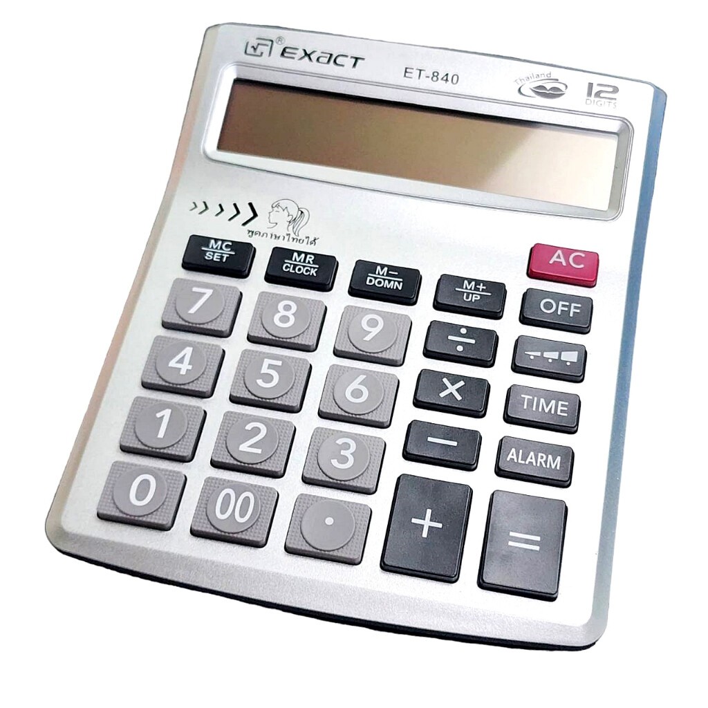 เครื่องคิดเลขพูดได้ ให้เสียงภาษาไทย เครื่องคิดเลข Exact รุ่น ET-840 จอแสดงผลตัวเลข 12 หลัก กำลังไฟจา