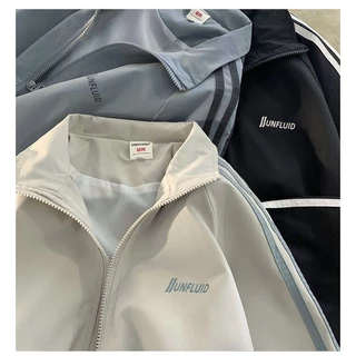 เสื้อคลุมแขนยาว ✨✔เสื้อแจ็คเก้ตผ้าร่ม(สีฟ้า/สีดำ/สีเทา)Jacket รุ่นขนาด S-XL ทรงหลวม **ผอม อวบ อ้วน ใส่ได้