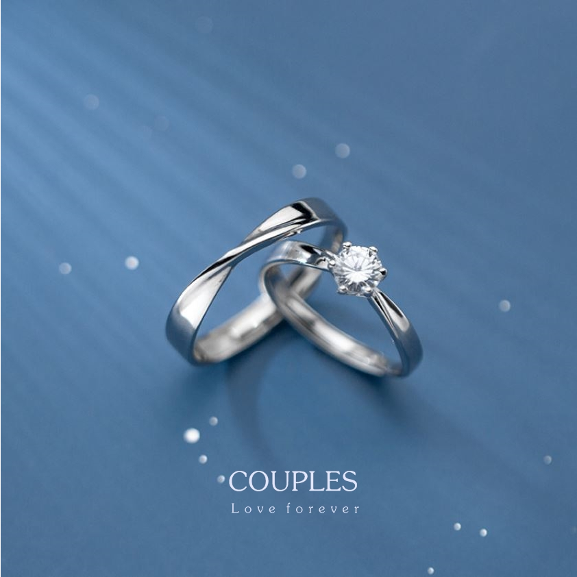 แหวนคู่รักเงินแท้ 92.5% Ritzy couples RGC-042  รูปทรงอินฟินิตี้ ปรับขนาดได้